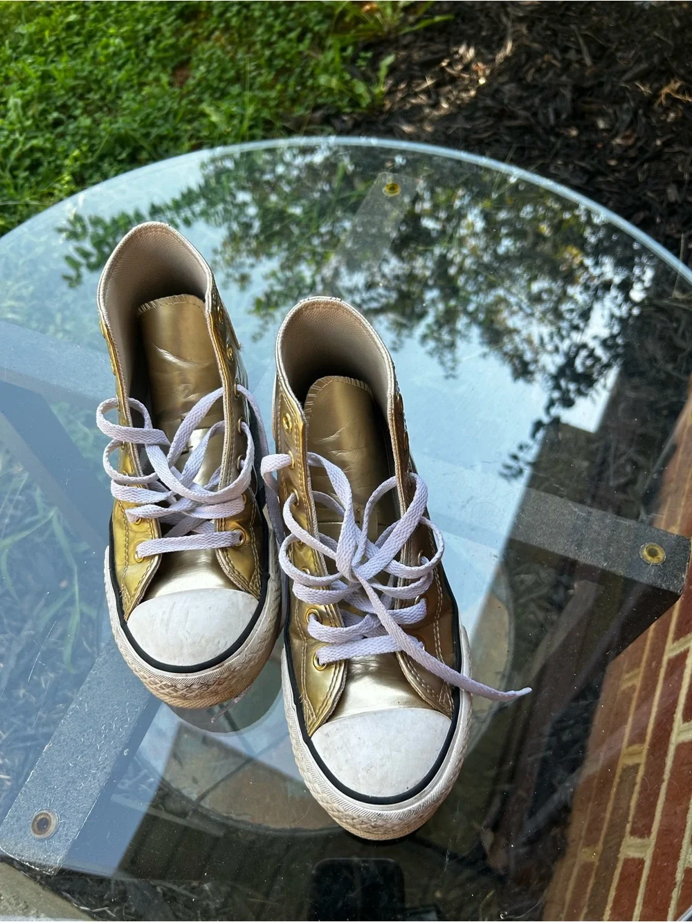 Converse Kids Metallic Gold High-Top Sneakers with White Laces